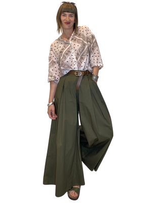 habiti - camicia fantasia mussola cotone/seta - panna