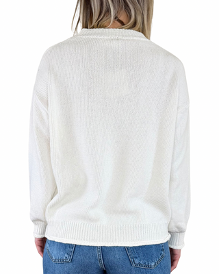 Vicolo - Maglia cotone bordi rotolino - PANNA