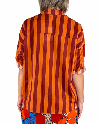 Habiti - Camicia righe in mussola di cotone - ARANCIO