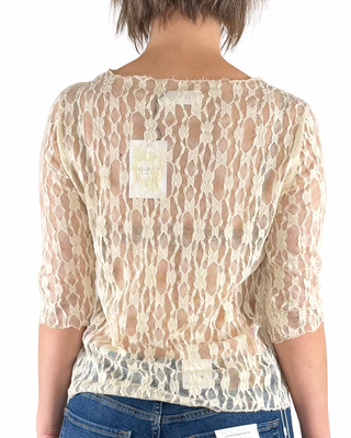 Habiti - T-shirt Chiara pizzo - BURRO