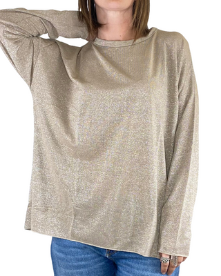 susy star - t-shirt m/lunga lurex - oro