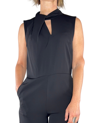 Habiti - Fluid jumpsuit with drop neckline - BLACK