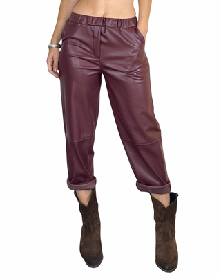 Habiti - Pantalone Japan ecopelle - BORDEAUX