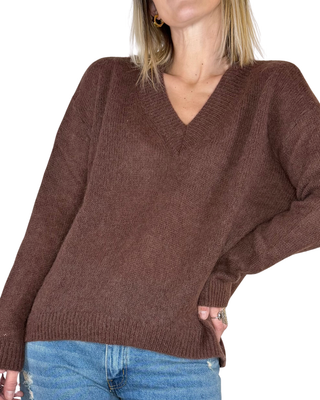 Haveone - Maglia stondata scollo V - CIOCCOLATO