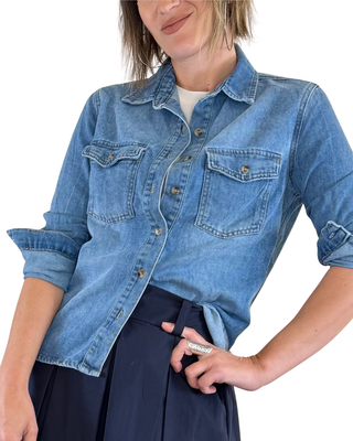 CADì - Camicia in denim con tasche - JEANS