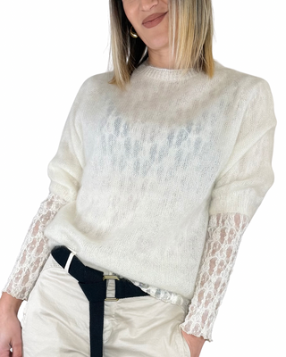 CADì - Maglia manica 3/4 kid mohair - PANNA