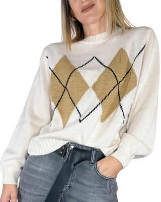 Haveone - Maglia girocollo a rombi - BURRO