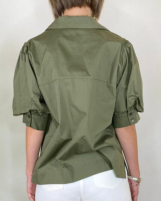 vicolo - camicia scatola m/manica sbuffo - verde militare