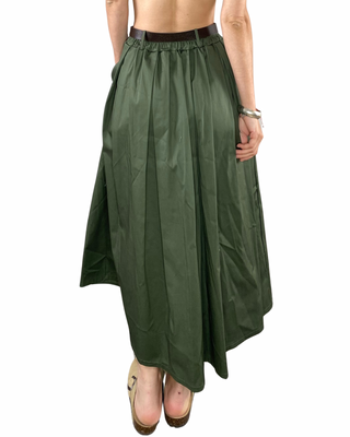 Habiti - Gonna lunga con tasche ed elastico - VERDE MILITARE