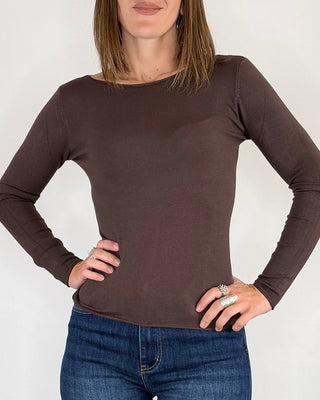 Susy Mix - Maglia slim barchetta - MORO