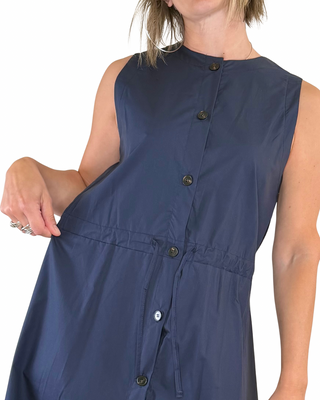 CADì - Chemisier in popeline con coulisse - BLU