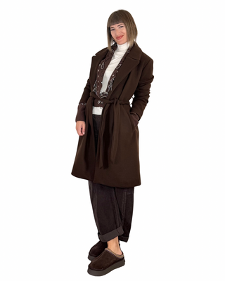 Habiti - Pantalone barrel velluto - MORO