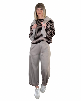 Habiti - Maglia righe collo rotolino - FANGO