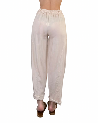 Habiti - Pantalone barrel in tencel - BURRO