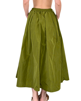 CADì - Falda larga efecto tafetán - VERDE OLIVA