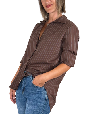 Habiti - Camicia stondata - CIOCCOLATO