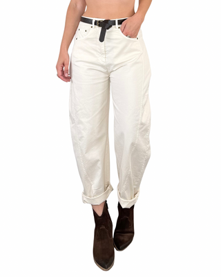 Vicolo - Pantalone barrell in gabardina di cotone - BURRO