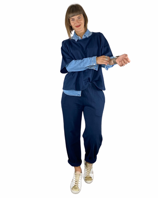 susy mix - felpa m/manica con pantalone baloon - blu