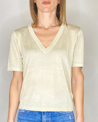 CADì - Maglia lurex scollo V - ORO