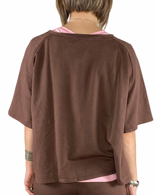 susy mix - felpa m/manica con pantalone baloon - moro