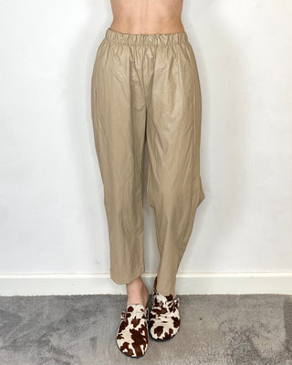 cadì - pantalone potsdam cropped ecopelle - kaki