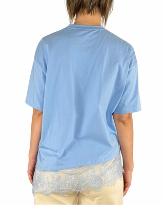 Habiti - Camiseta oblicua con encaje - AZUL CLARO