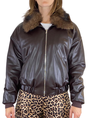 Susy Mix - Bomber ecopelle - MORO