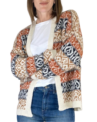 Susy Mix - Cardigan corto norvegese - PANNA