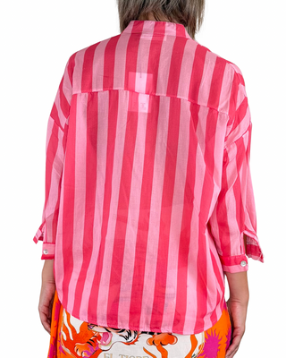 Habiti - Camicia righe in mussola di cotone - CORALLO