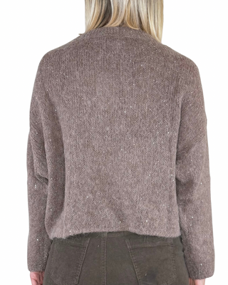 Habiti - Maglia misto alpaca micro paillettes - FANGO