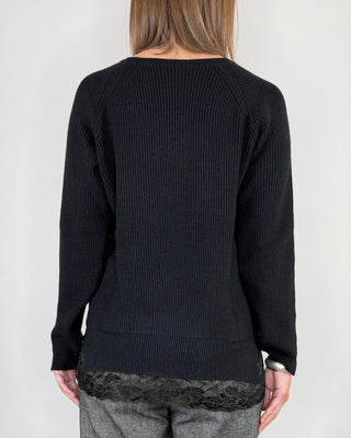 Susy Mix - Maglia punto inglese pizzo - NERO