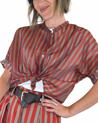 CADì - Camicia riga lyocell - ROSSO