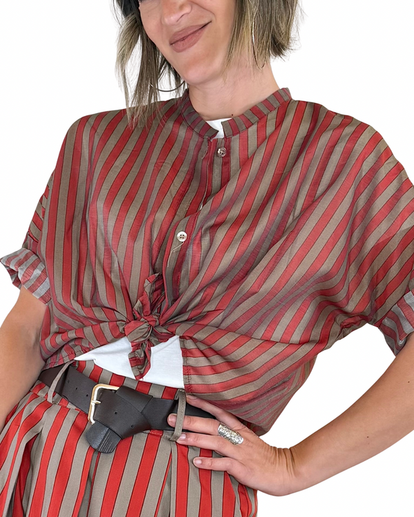 CADì - Camicia riga lyocell - ROSSO