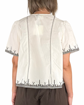 CADì - Camicia ricamata in popeline - PANNA