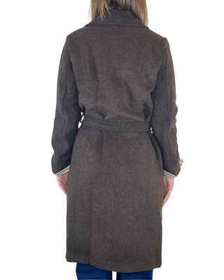 Susy Mix - Cappotto spinato a vestaglia - MORO