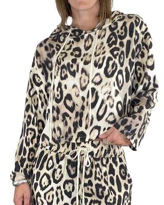 susy mix - blusa c/cappuccio animalier - burro