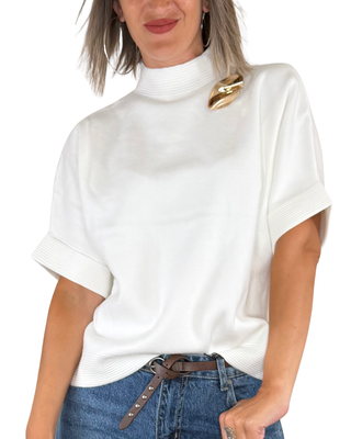 Habiti - Maglia manica corta con spilla - PANNA