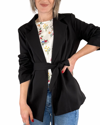 Habiti - Blazer con cintura - NERO