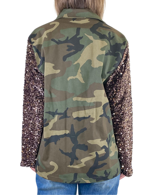 susy star - giacca militare c/paillettes - verde militare