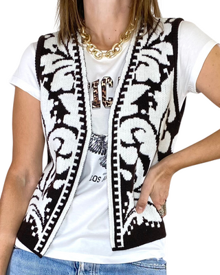 Vicolo - Gilet maglia fantasia - MORO