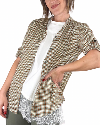 Habiti - Camicia Cami coreana quadri - VERDE MILITARE