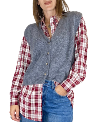 Habiti - Gilet kid mohair - GRIGIO