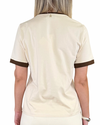 Souvenir - T-shirt logo bordi a contrasto - PANNA