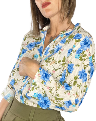 Habiti - Camicia fantasia 100% cotone - AZZURRO