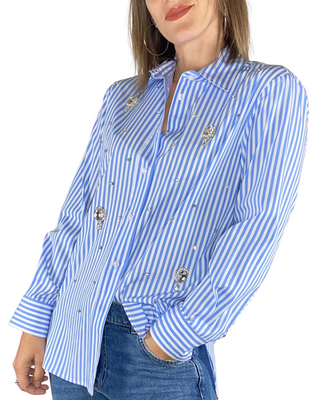 Vicolo - Camicia bastoncino cabochon - AZZURRO