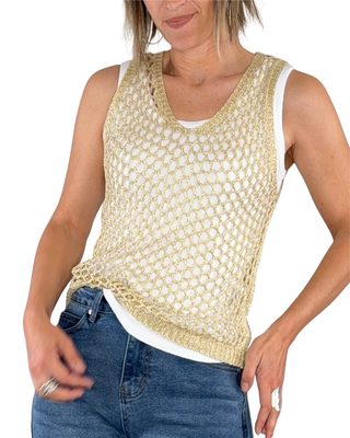 CADì - Canotta traforata lurex - ORO