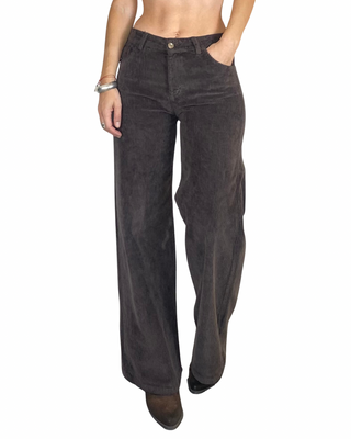 Habiti - Pantalone palazzo velluto - MORO