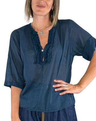 Habiti - Blusa rouges in mussola - BLU