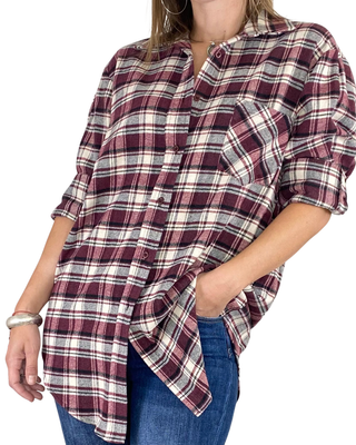 Susy Mix - Camicia flanella check - VINO
