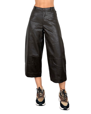 Habiti - Pantalone ecopelle cropped - MORO